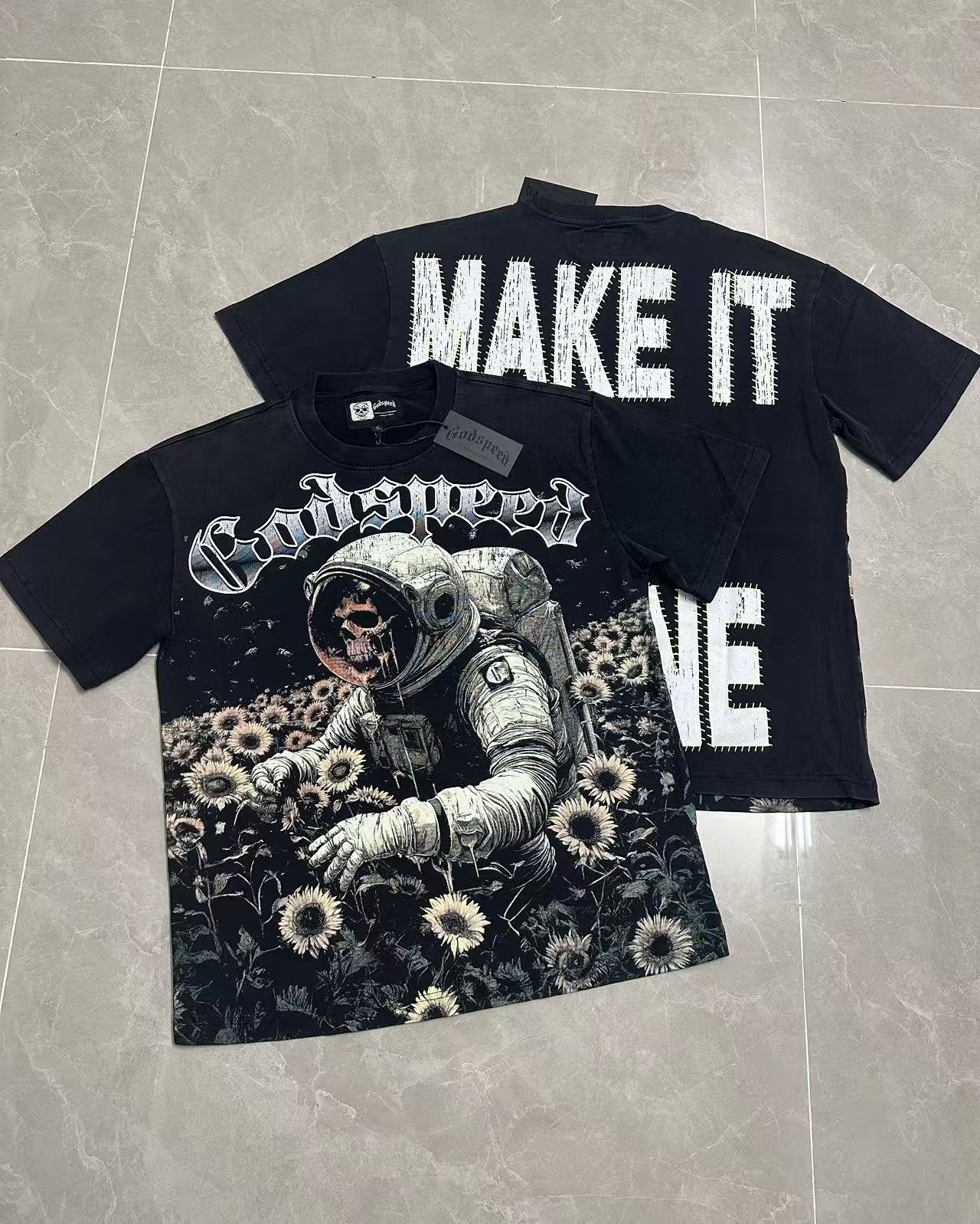 Godspeed Astronaut Sunflower Graphic T-Shirt — context
