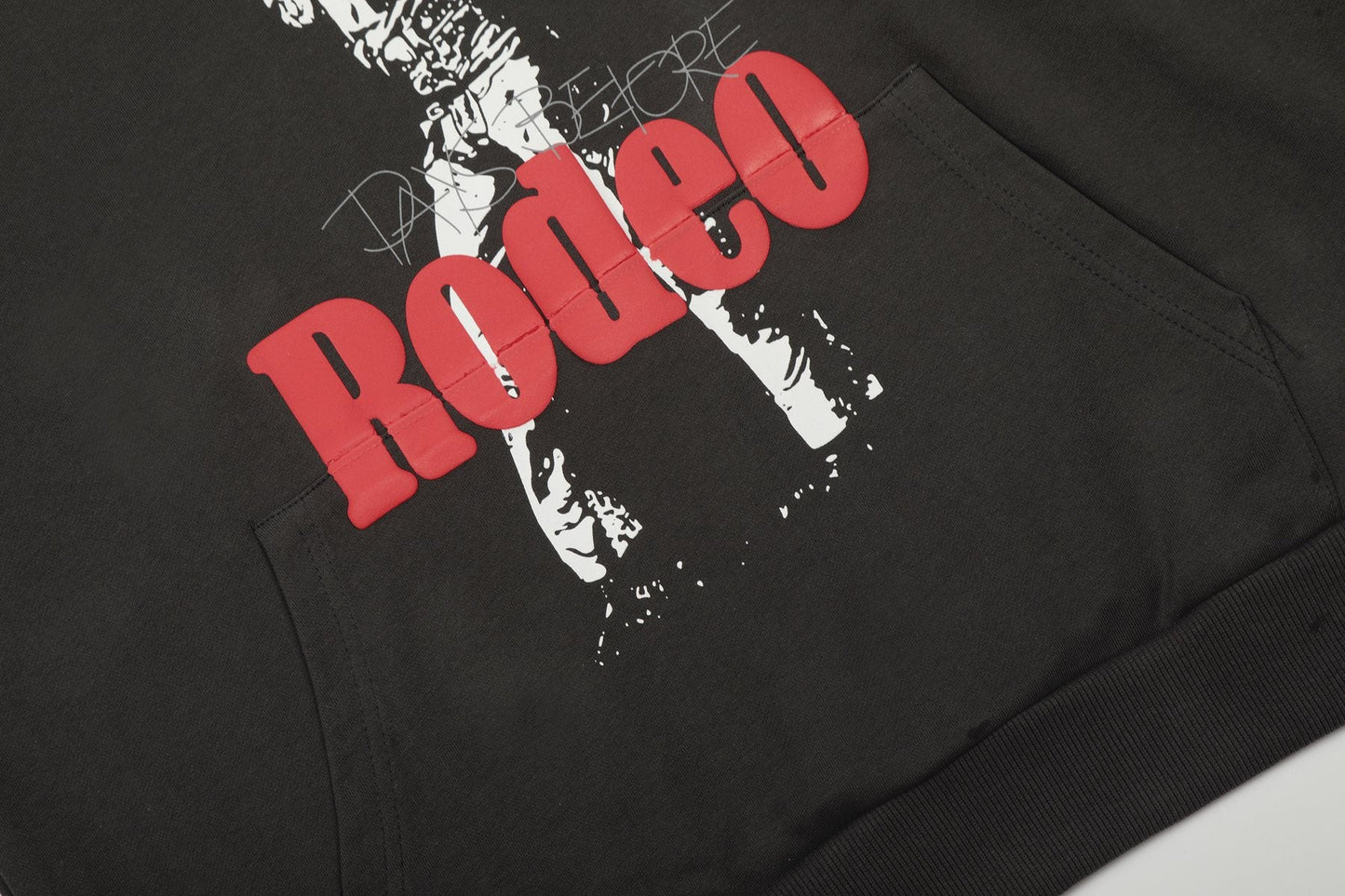 Sp5der Black Graphic Hoodie — detail