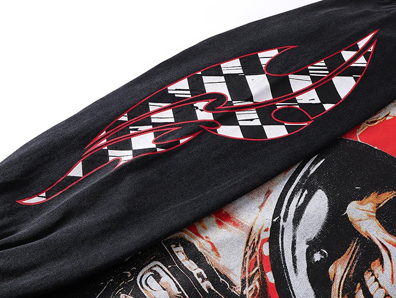 Godspeed Out of Many One Racing Graphic Long-Sleeve T-Shirt — detail