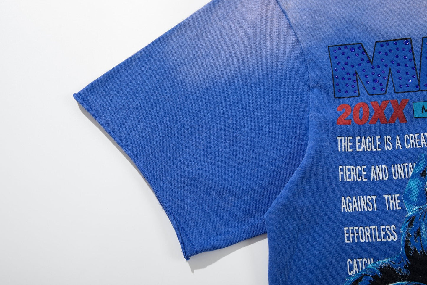 MAJESTIK Washed Blue Front & Back Graphic Short-Sleeve T-Shirt — detail
