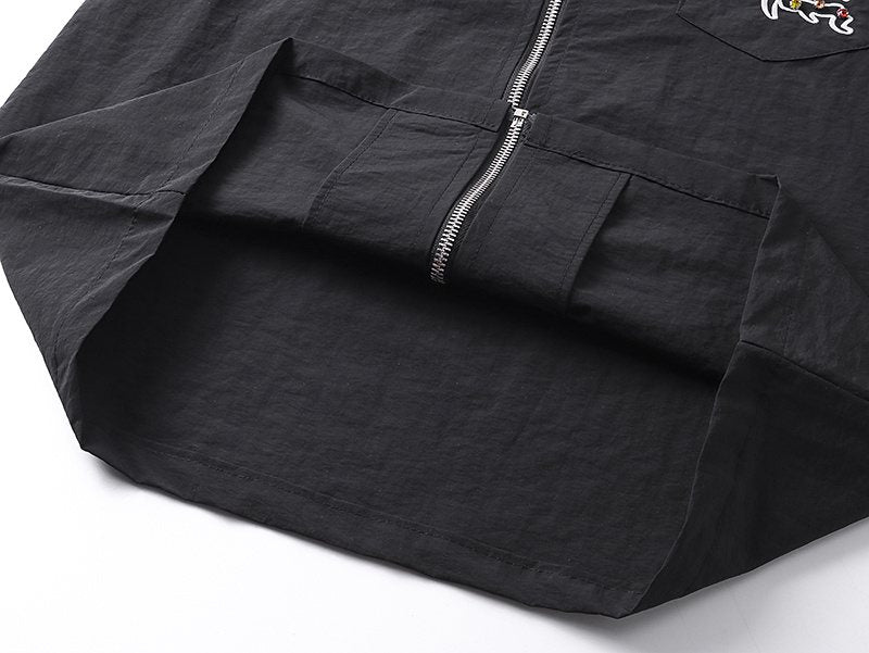 MIXED EMOTION Embellished Zip-Front Short-Sleeve Shirt — detail