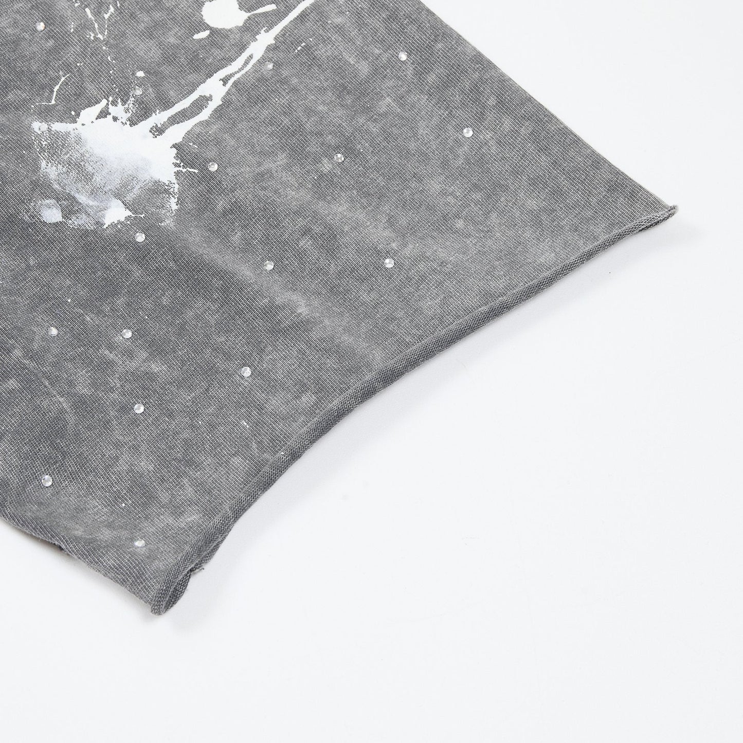 FIRST ROW Washed Grey Front & Back Graphic T-Shirt — detail