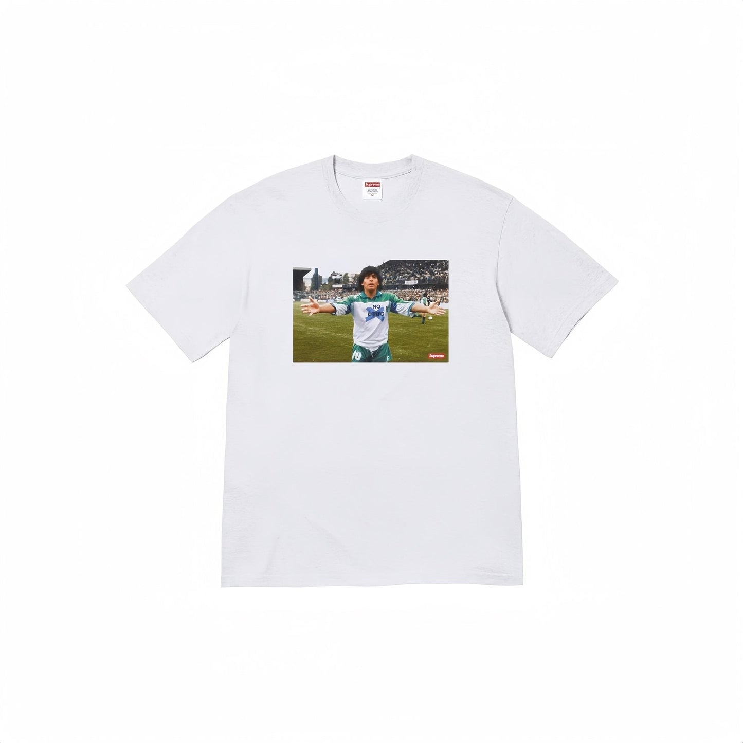 Supreme Maradona No Drug Graphic T-Shirt — front