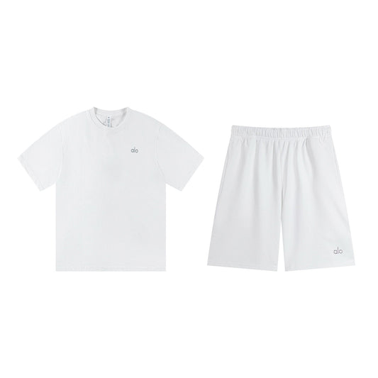 alo Solid Logo T-Shirt & Shorts Set — front