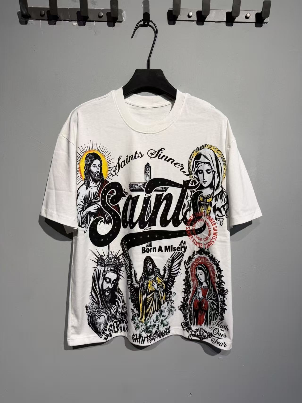 SAINT Religious Collage Graphic T-Shirt — front