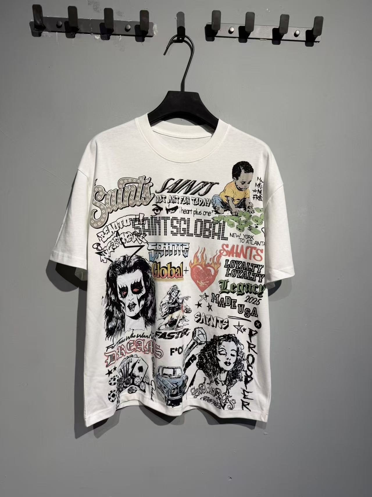 SAINT Global All-Over Collage Graphic T-Shirt — front