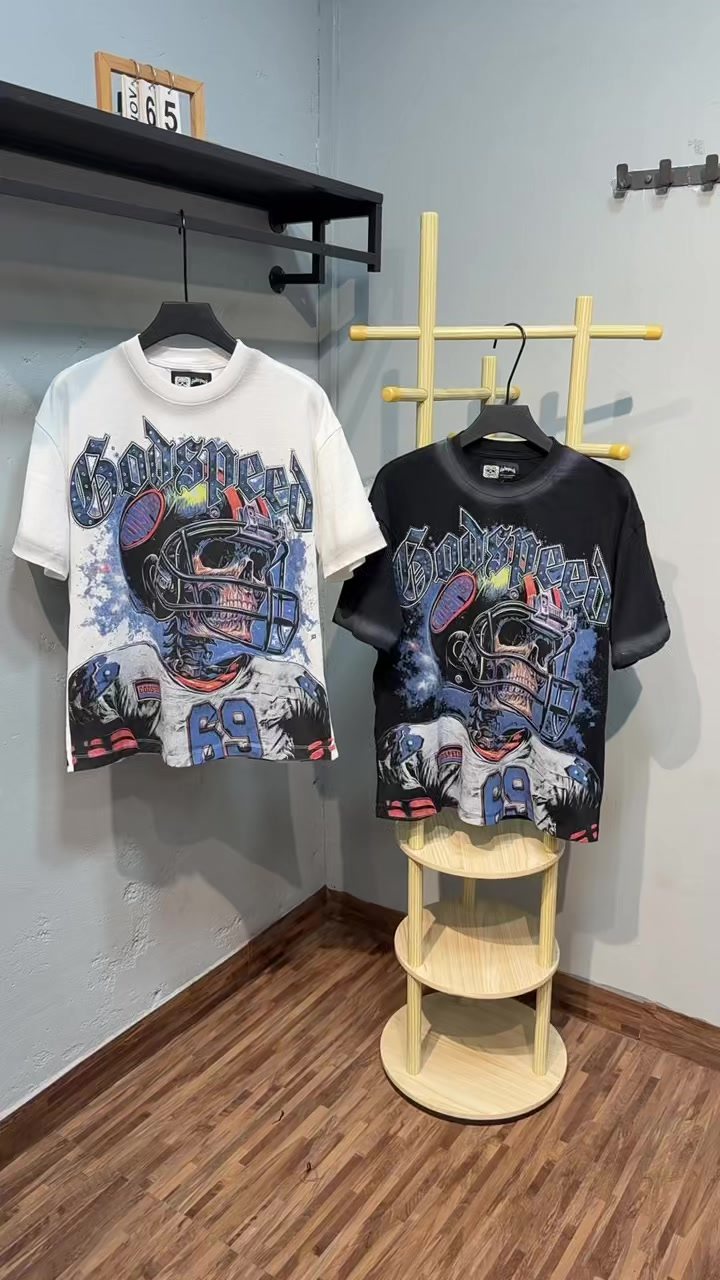Godspeed Football Skull Graphic T-Shirt — context