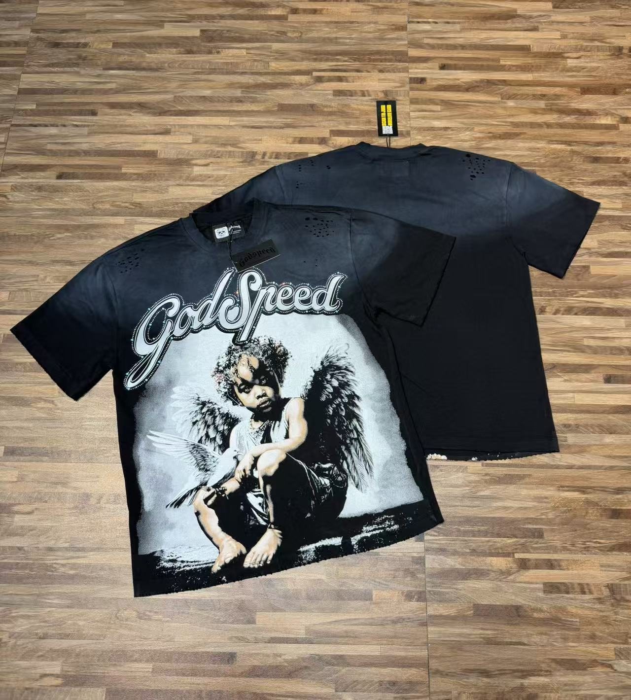 Godspeed Distressed Washed Graphic T-Shirt — context