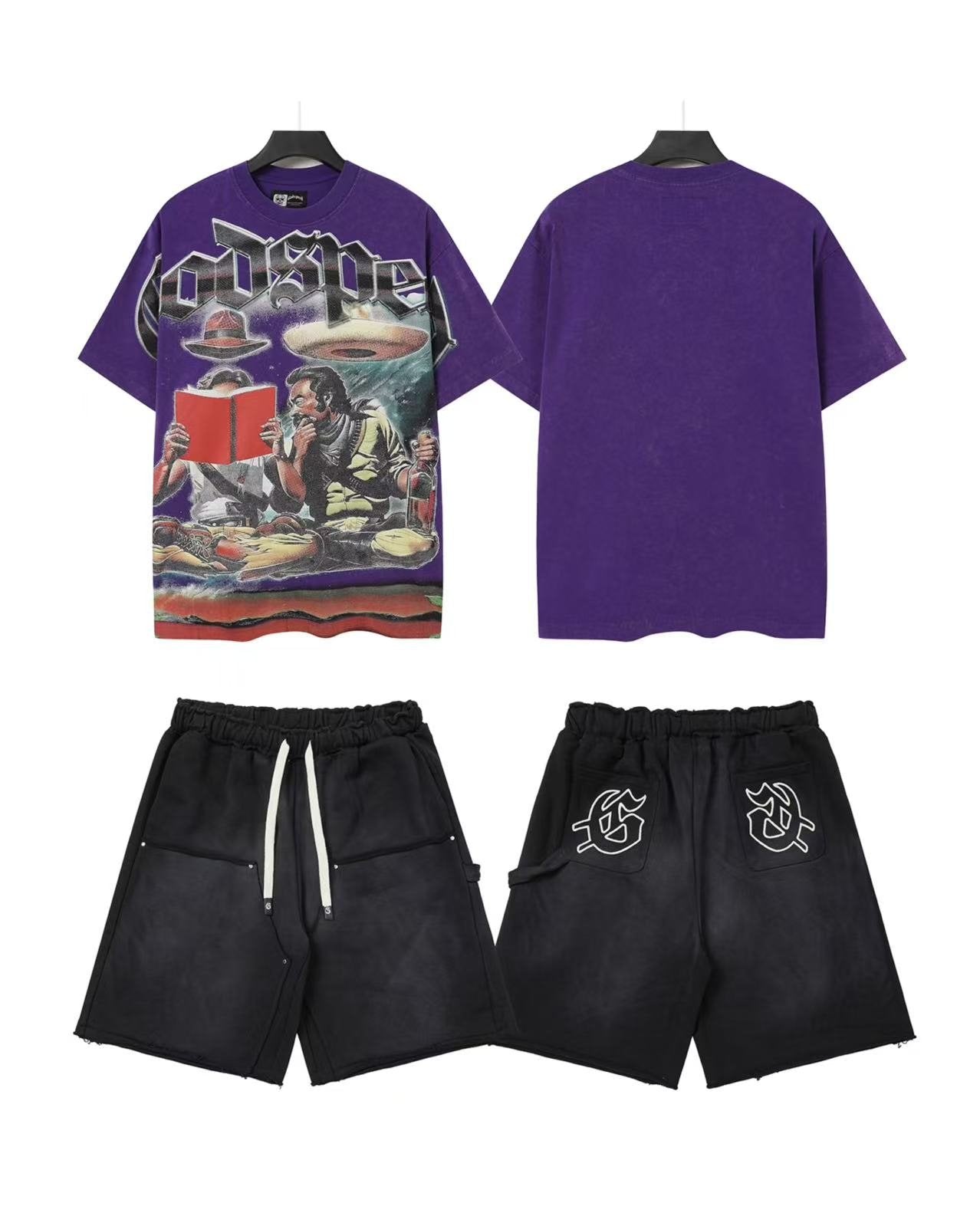 Godspeed Purple UFO Graphic Tee and Shorts Set — front