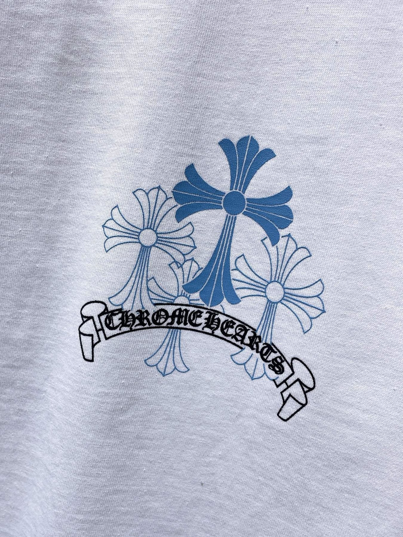 Chrome Hearts Blue Floral Cross Graphic T-Shirt — detail