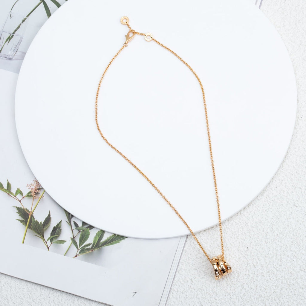 Bvlgari Serpenti Pink Gold Necklace Cubic Zirconia