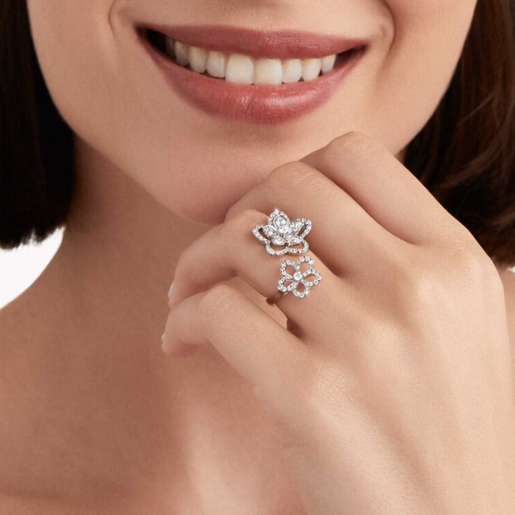 Graff Wild Flower Double Silver Cubic Zirconia Ring