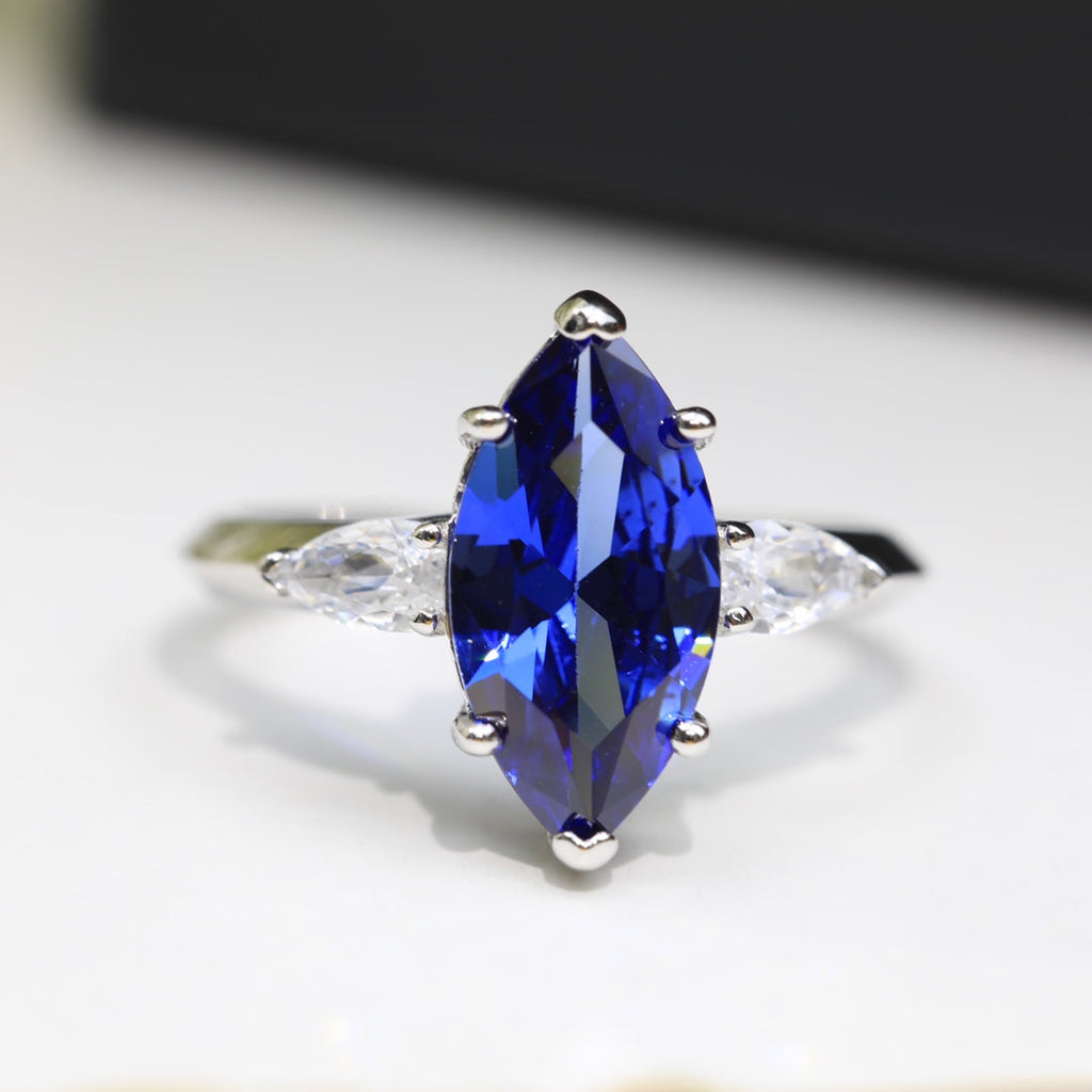Graff Promise Marquise Cut Blue Cubic Zirconia Engagement Ring