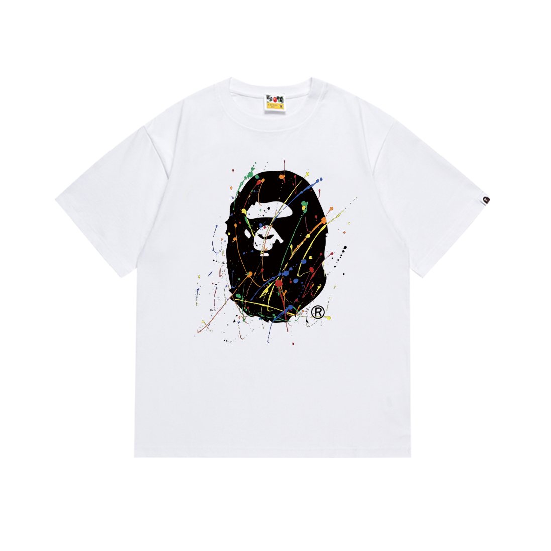 BAPE Paint-Splatter Ape Face Graphic T-Shirt — front
