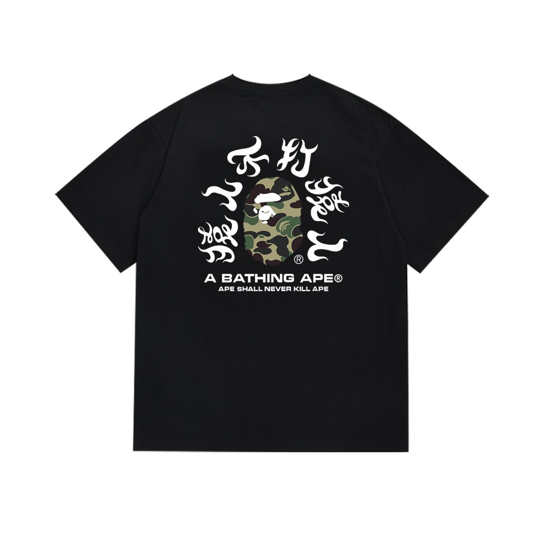 BAPE Green Camo Ape-Head Back Graphic T-Shirt — back