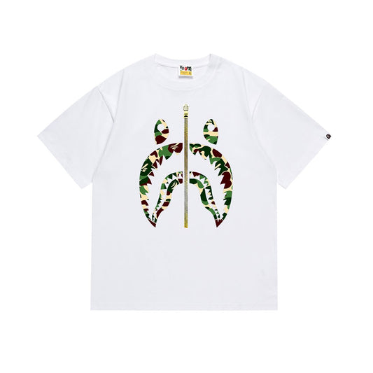 BAPE Green Camo Shark Zip Graphic T-Shirt — hero