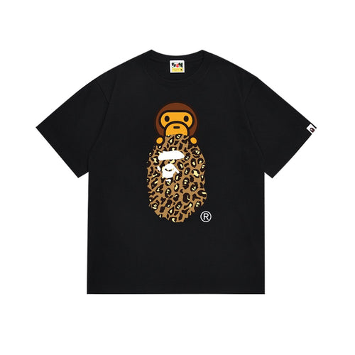 BAPE Tan Leopard Ape Graphic T-Shirt — front