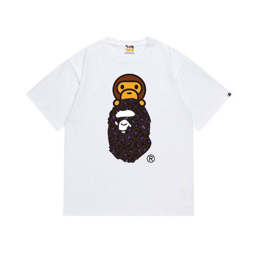 BAPE Purple Leopard Ape Graphic T-Shirt — front