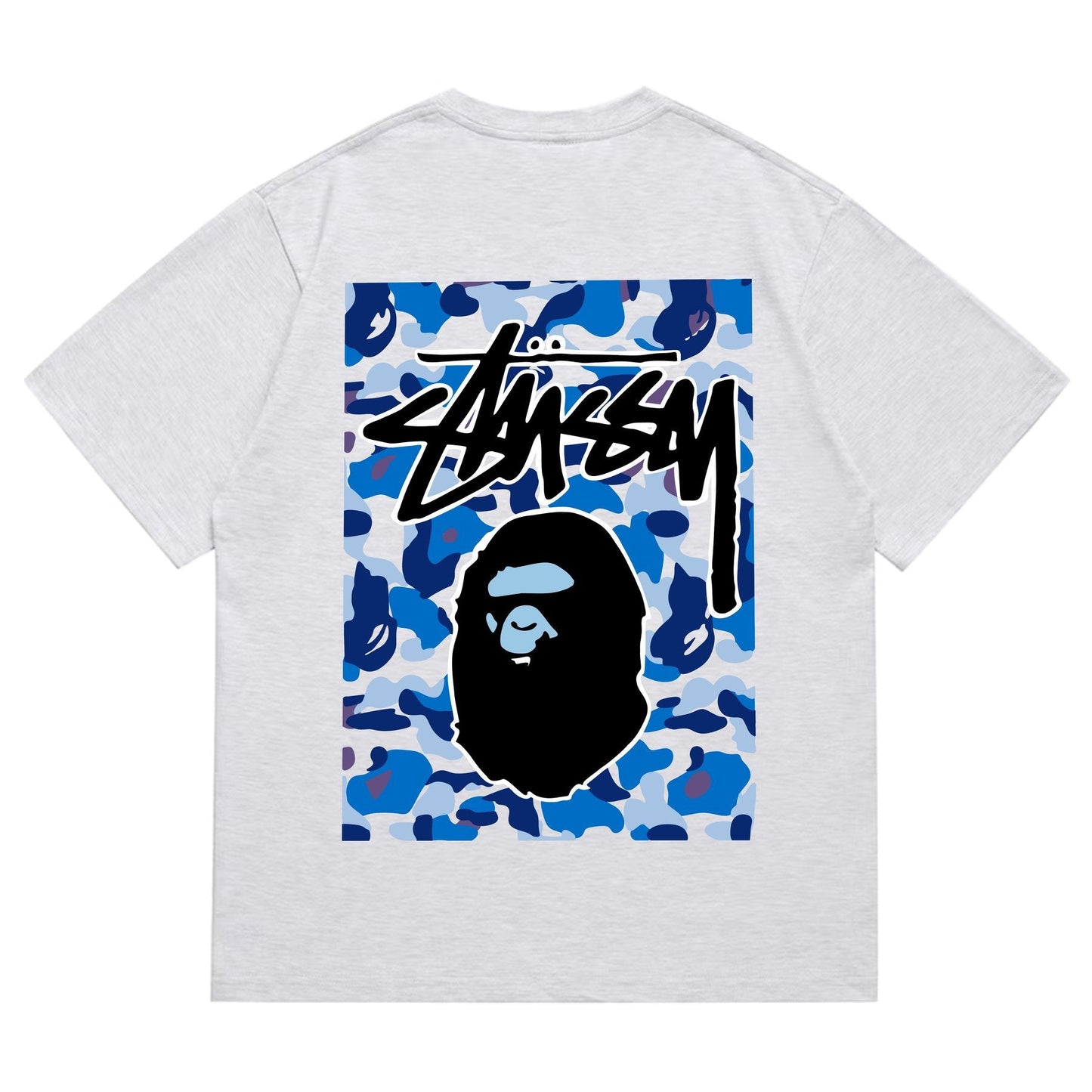 BAPE Blue Camo Black Ape Graphic T-Shirt — back