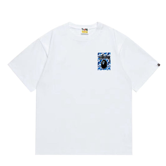 BAPE Blue Camo Black Ape Graphic T-Shirt — front