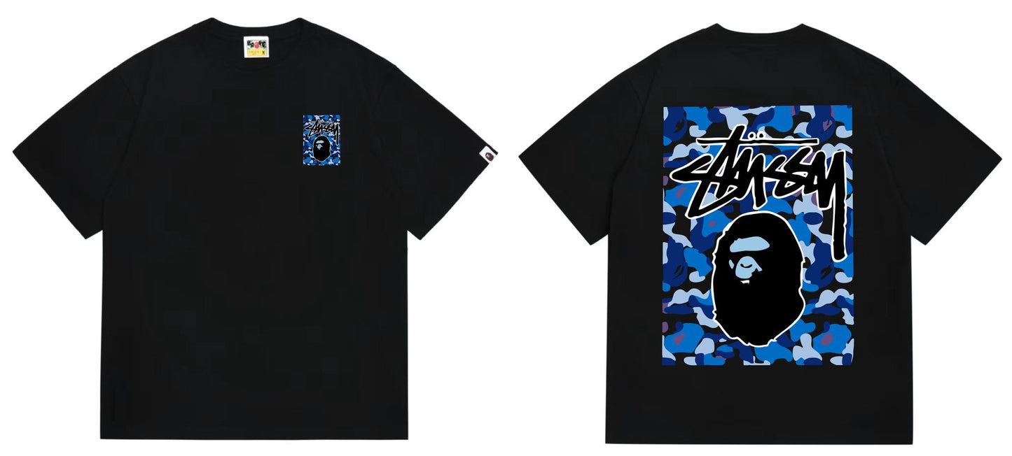 BAPE Blue Camo Black Ape Graphic T-Shirt — comparison