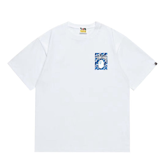 BAPE Blue Camo Ape Graphic T-Shirt — front