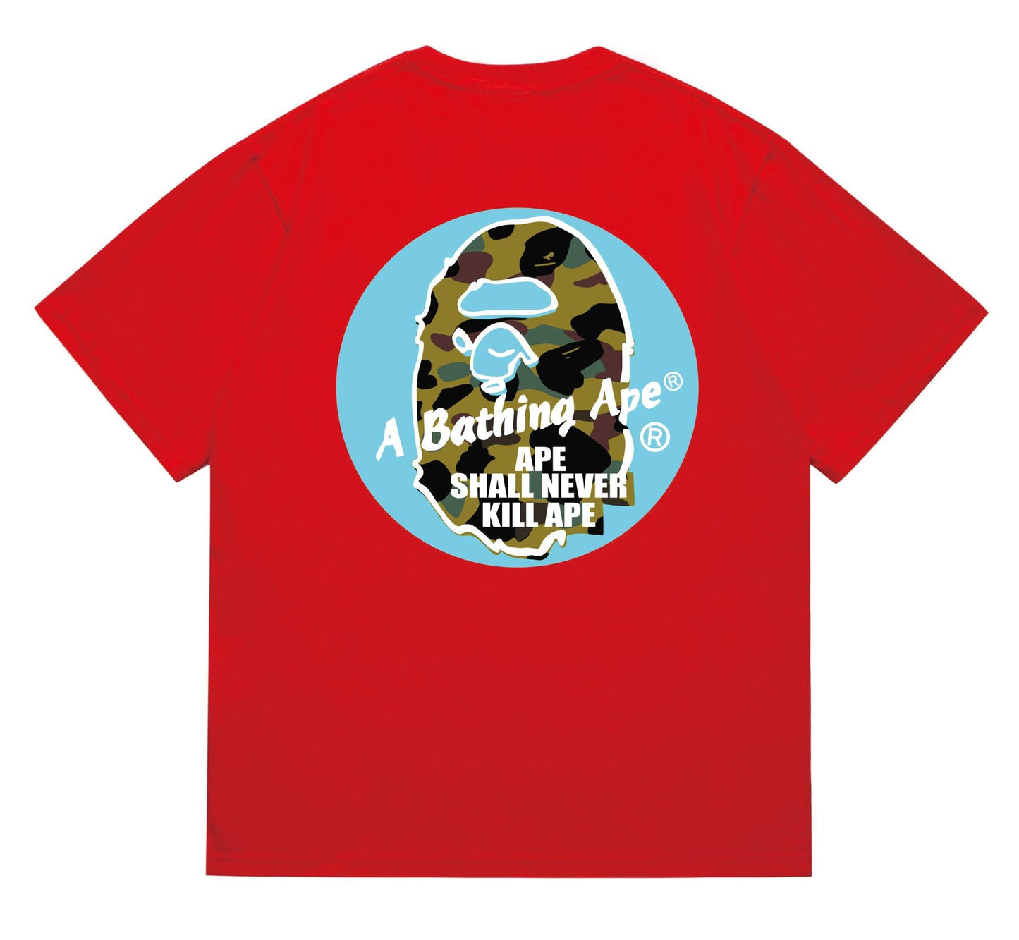BAPE Blue Accent Camo Ape Circle Graphic T-Shirt — back