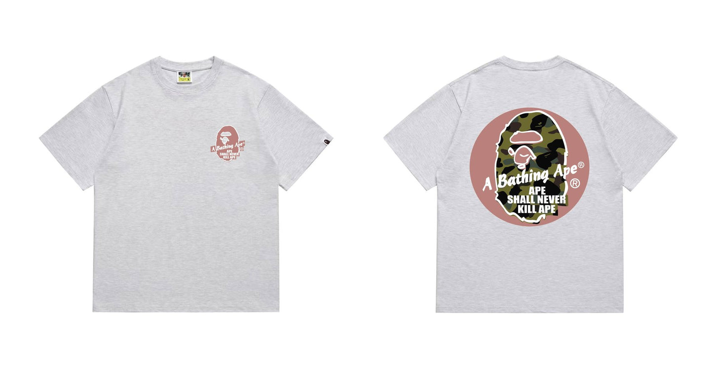 BAPE Pink Accent Ape Circle Graphic T-Shirt — front