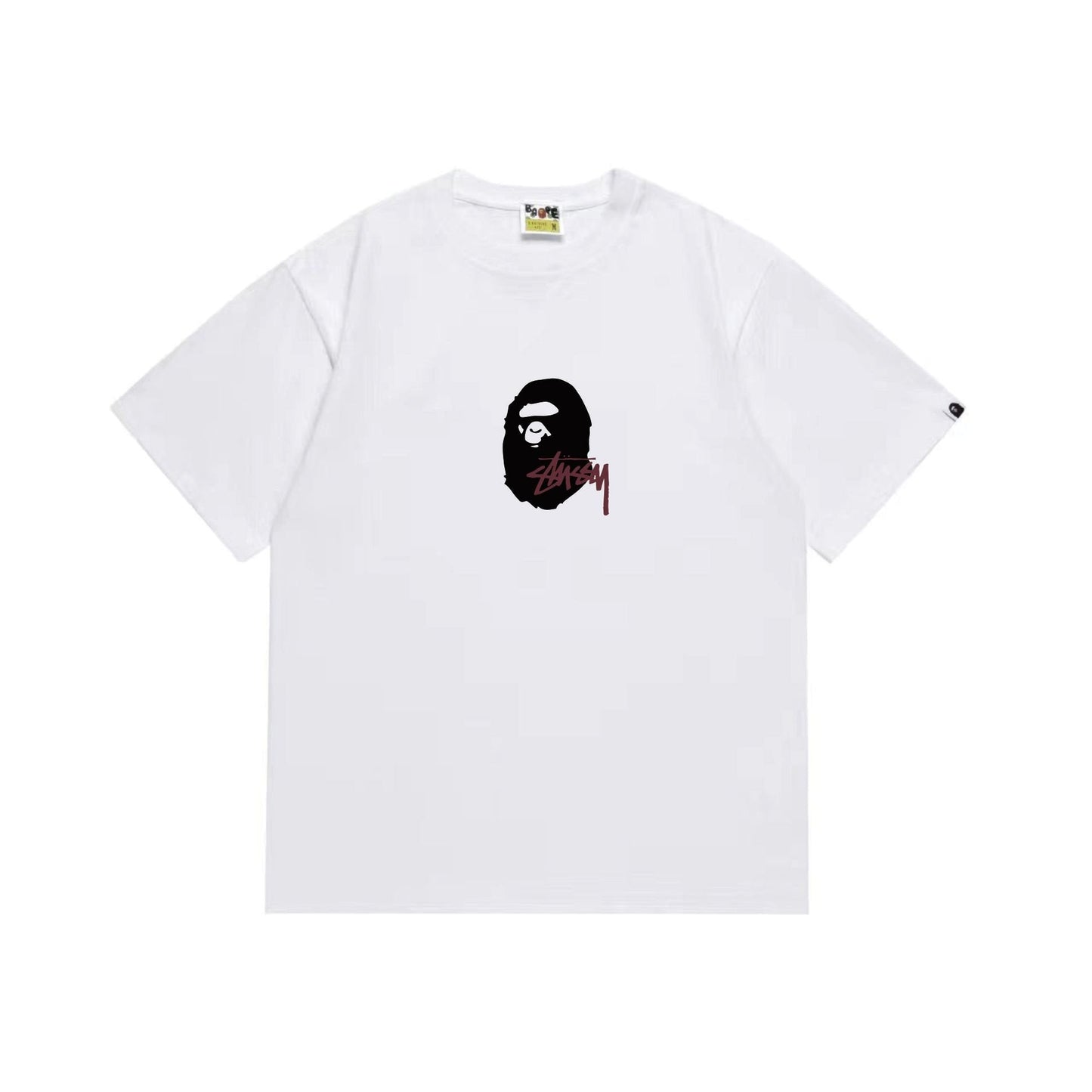 BAPE Burgundy Ape Wordmark Graphic T-Shirt — front