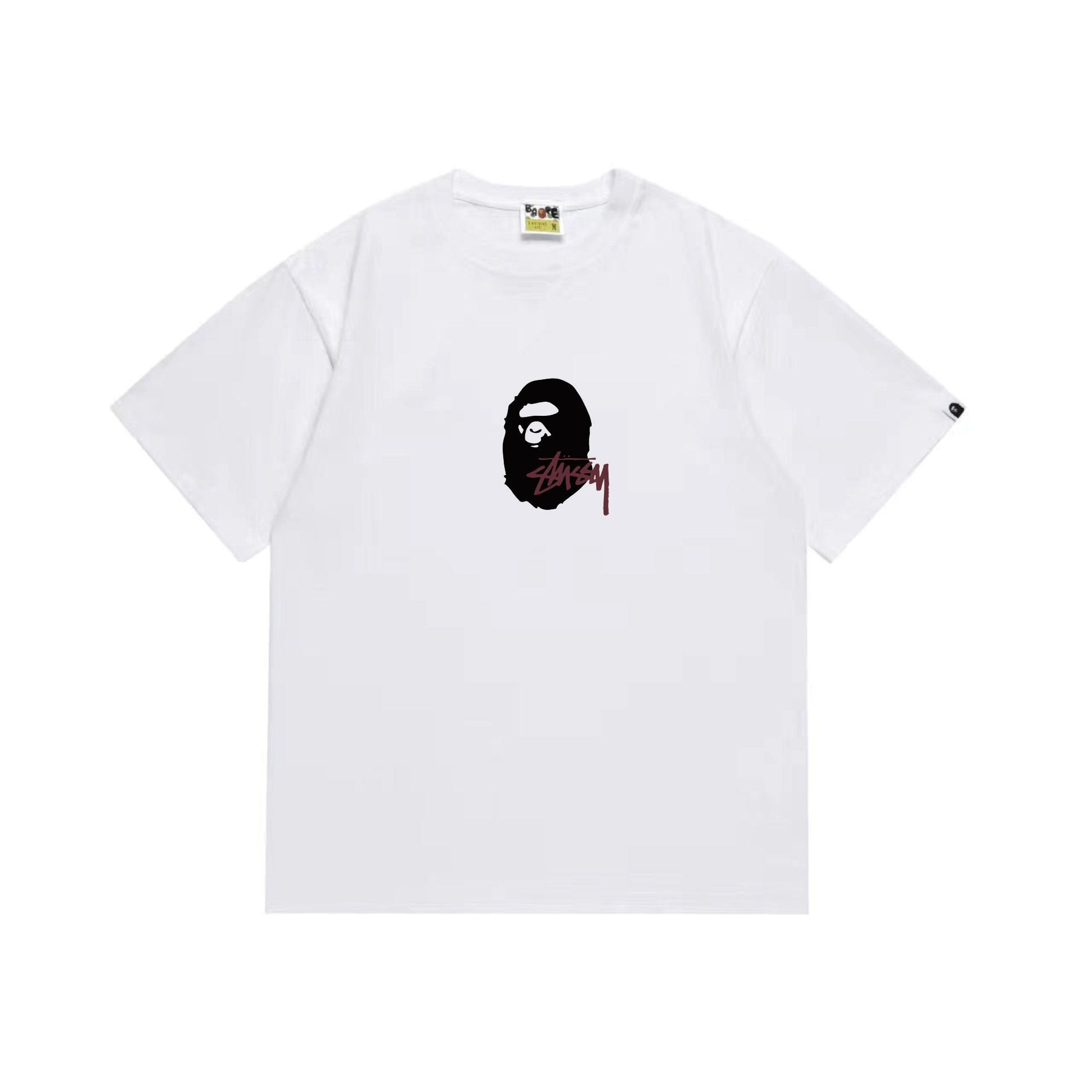 BAPE Burgundy Ape Wordmark Graphic T-Shirt — front