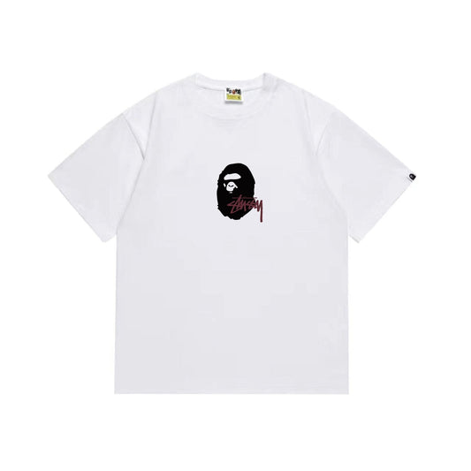 BAPE Burgundy Ape Wordmark Graphic T-Shirt — front