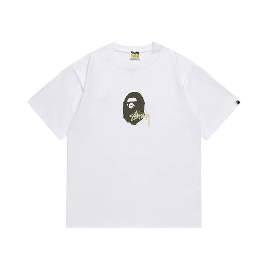 BAPE Olive & Gold Ape Wordmark Graphic T-Shirt — hero
