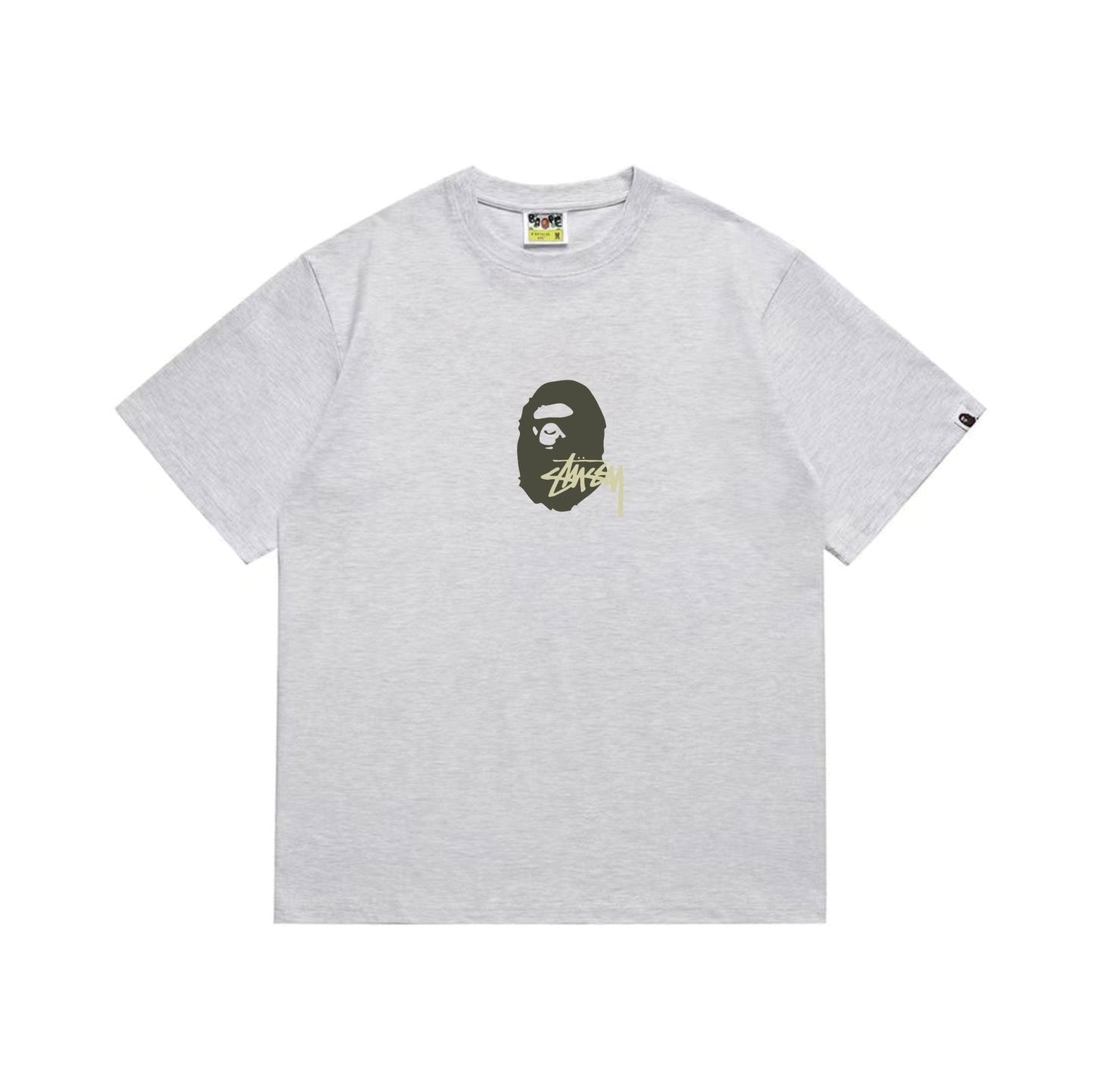 BAPE Olive & Gold Ape Wordmark Graphic T-Shirt — front