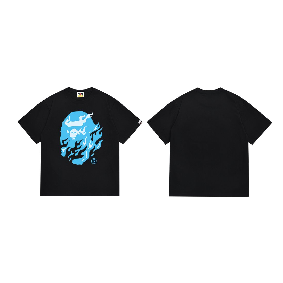 BAPE Blue Ape Flame Graphic T-Shirt — front