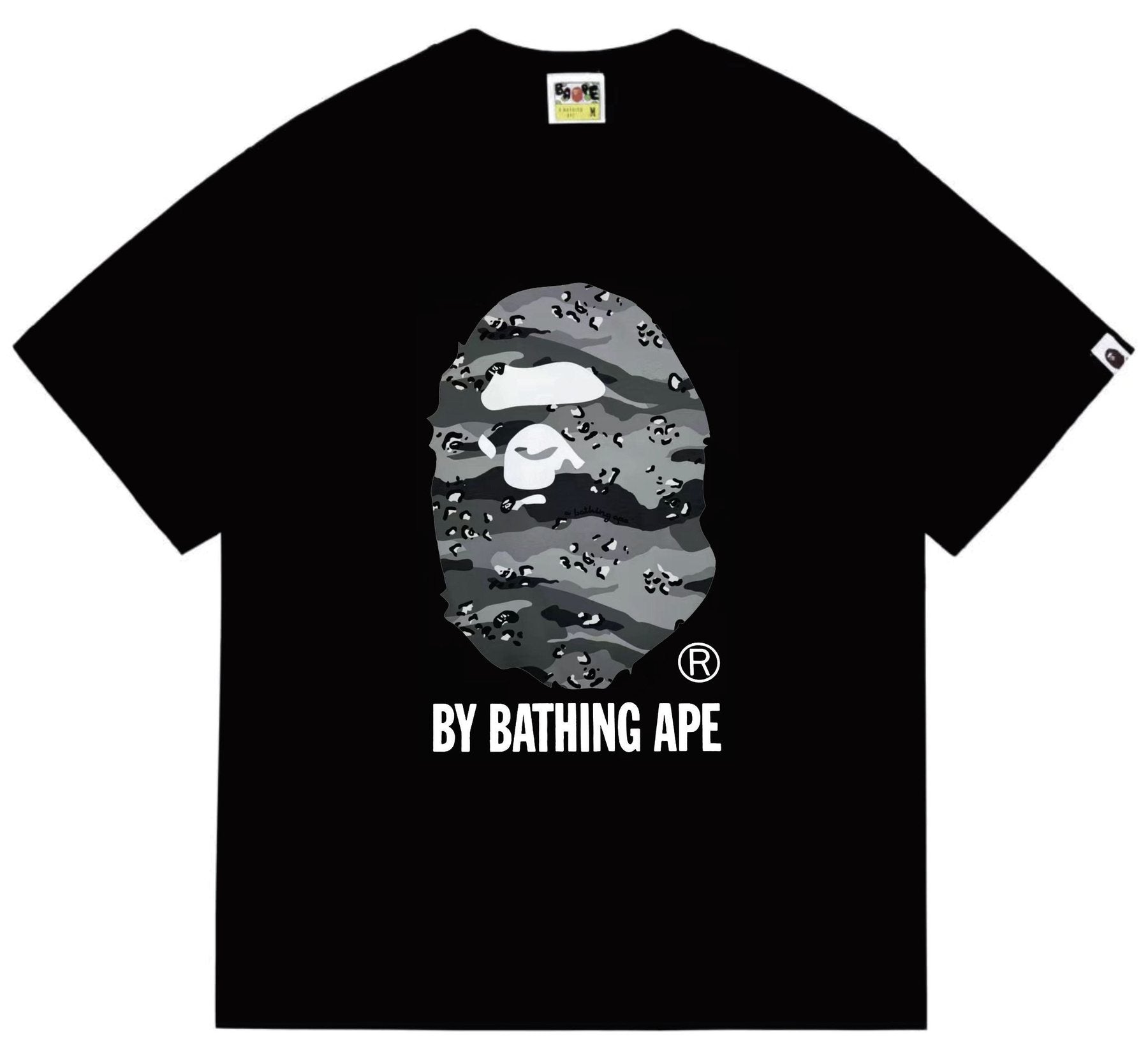 BAPE Grey/Blue Camo Ape Head T-Shirt — front