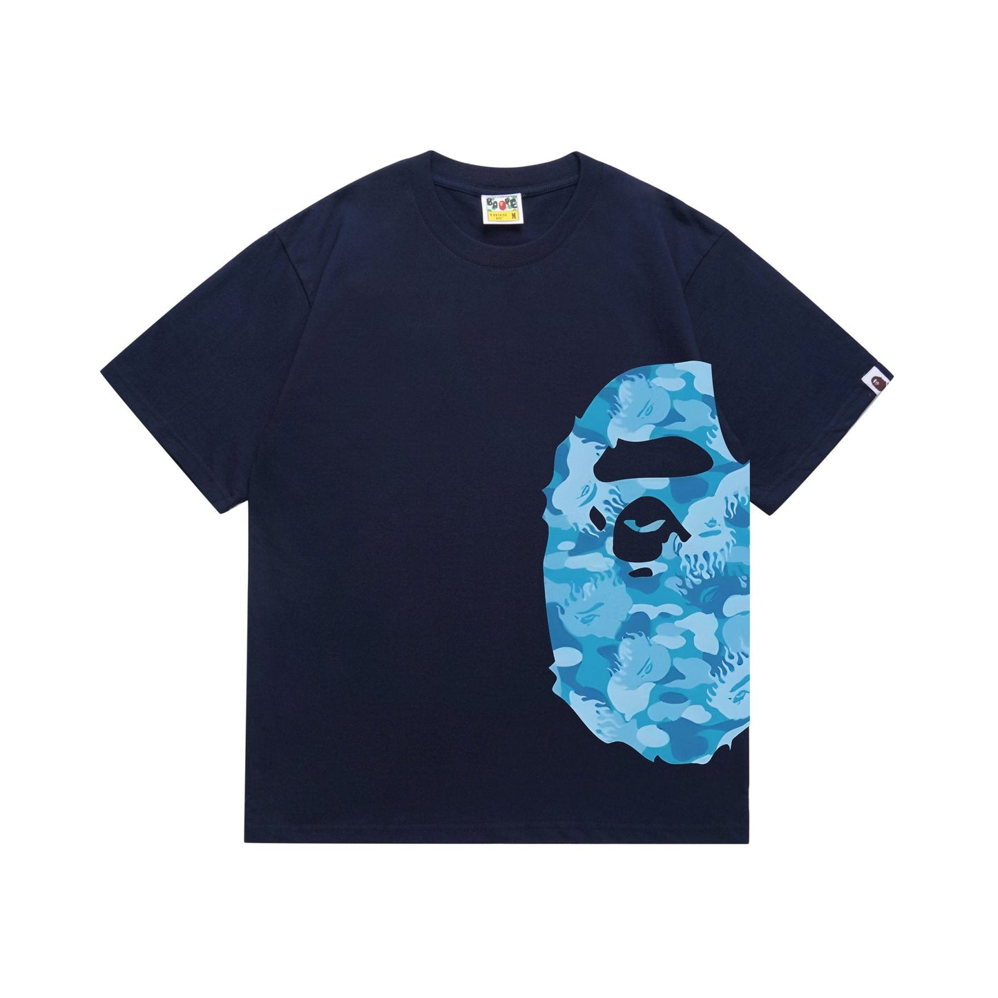 BAPE Blue Camo Ape-Head Side Graphic T-Shirt — front