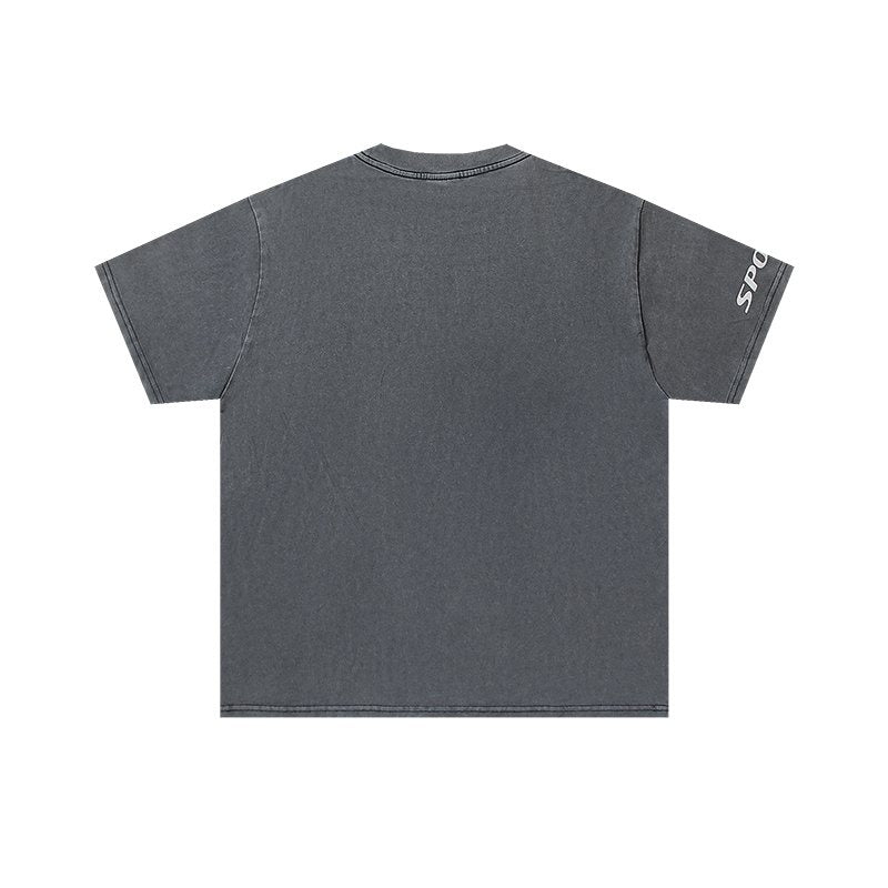 VALE USA Rhinestone Football Graphic Washed T-Shirt — back