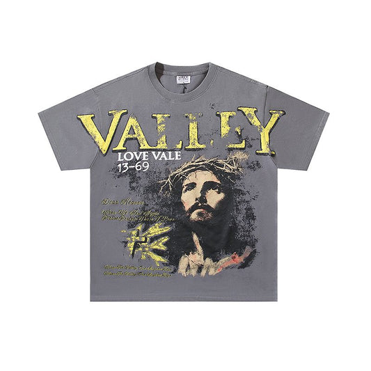 VALE USA Washed Gray Front Graphic T-Shirt — hero