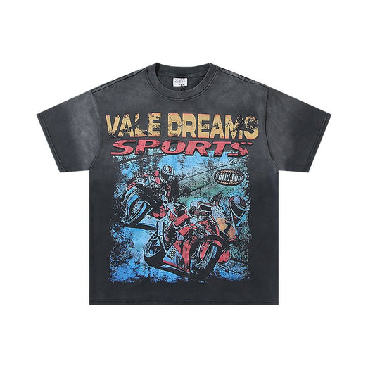 VALE USA Motorcycle Graphic Washed T-Shirt — hero