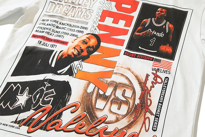 VALE USA Penny Basketball Graphic T-Shirt - White — detail
