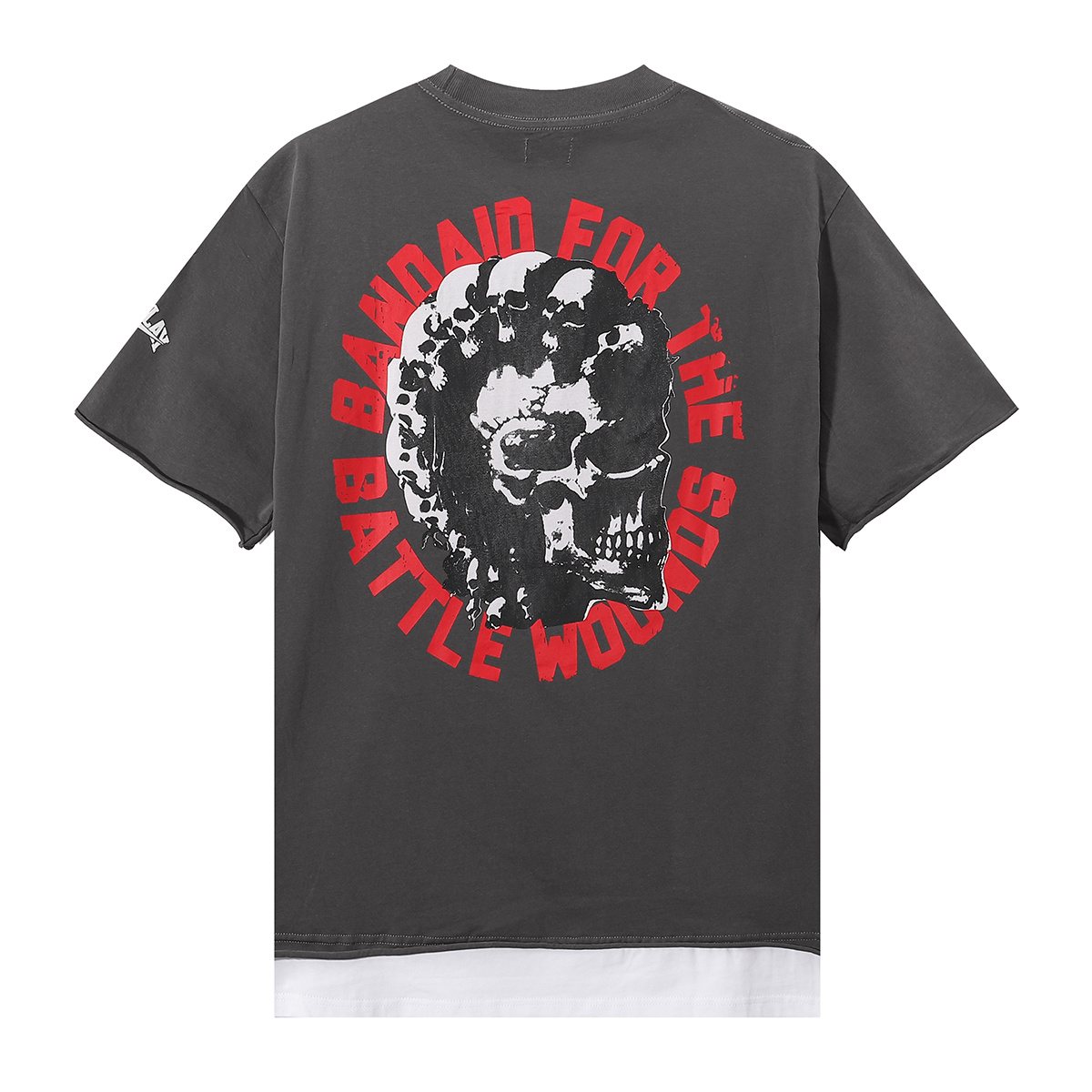 Rough Play Dark Gray Skull City Graphic T-Shirt — back