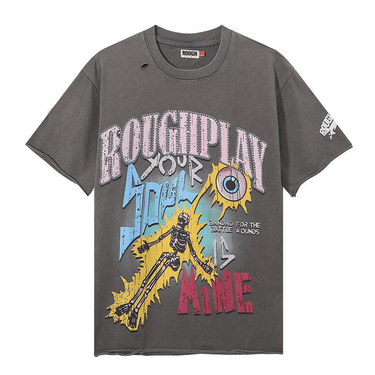 Rough Play Colorful Tour Skeleton Graphic T-Shirt — front
