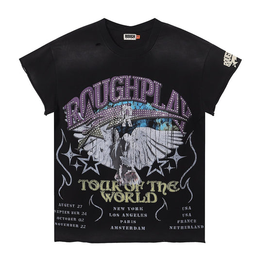 Rough Play World Tour Rhinestone Washed Sleeveless T-Shirt — hero