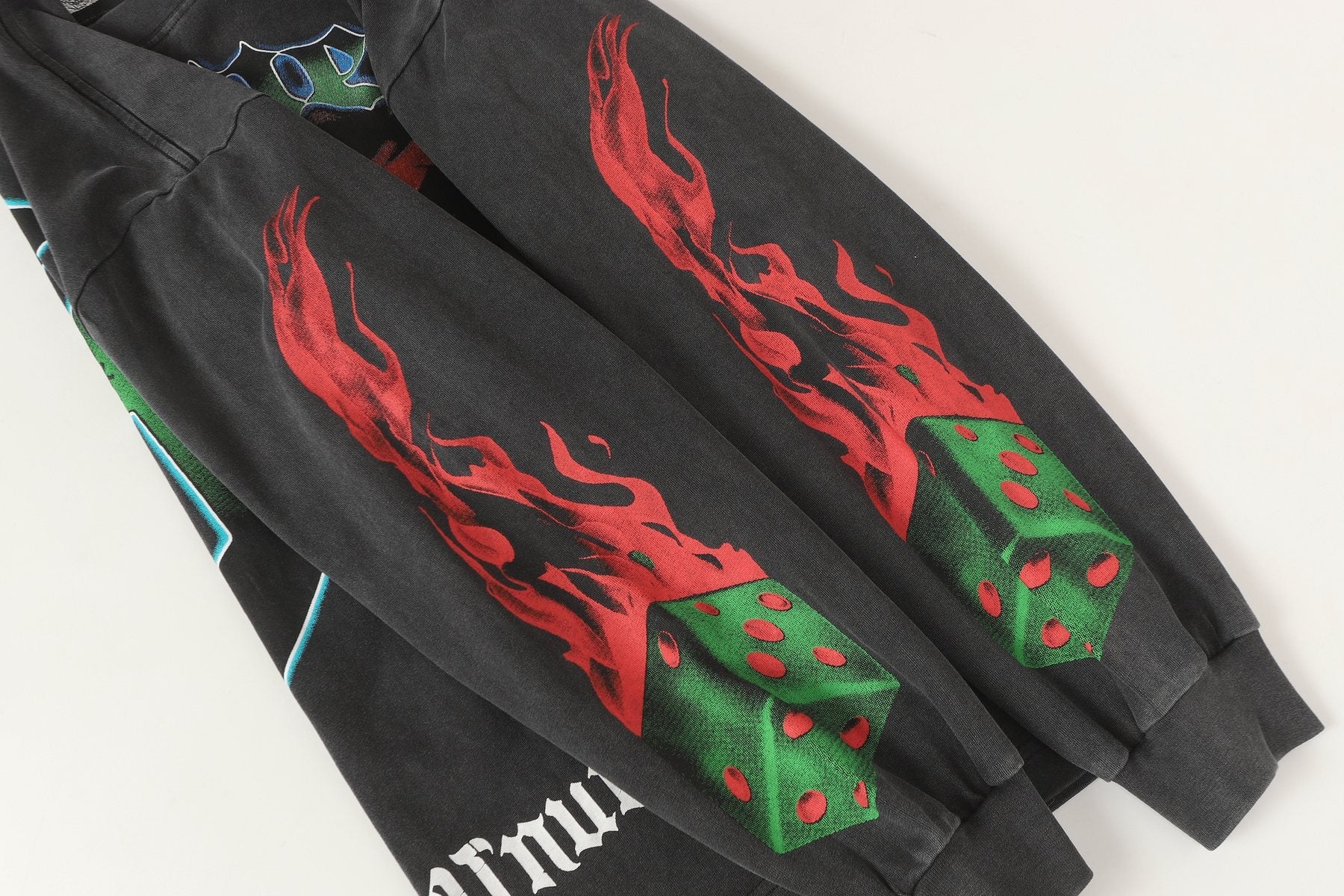 Godspeed Washed Black Casino Skull Long-Sleeve T-Shirt — detail
