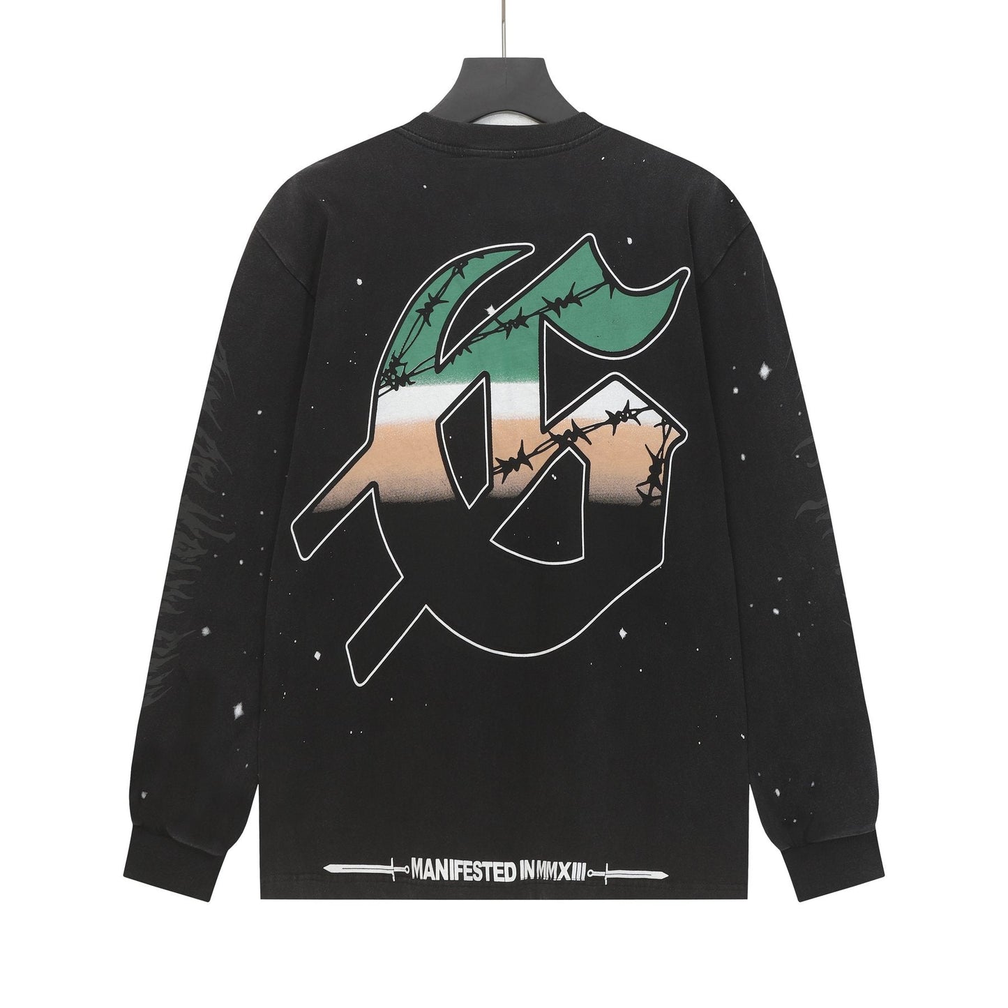 Godspeed Washed Black Rock Graphic Long-Sleeve T-Shirt — back