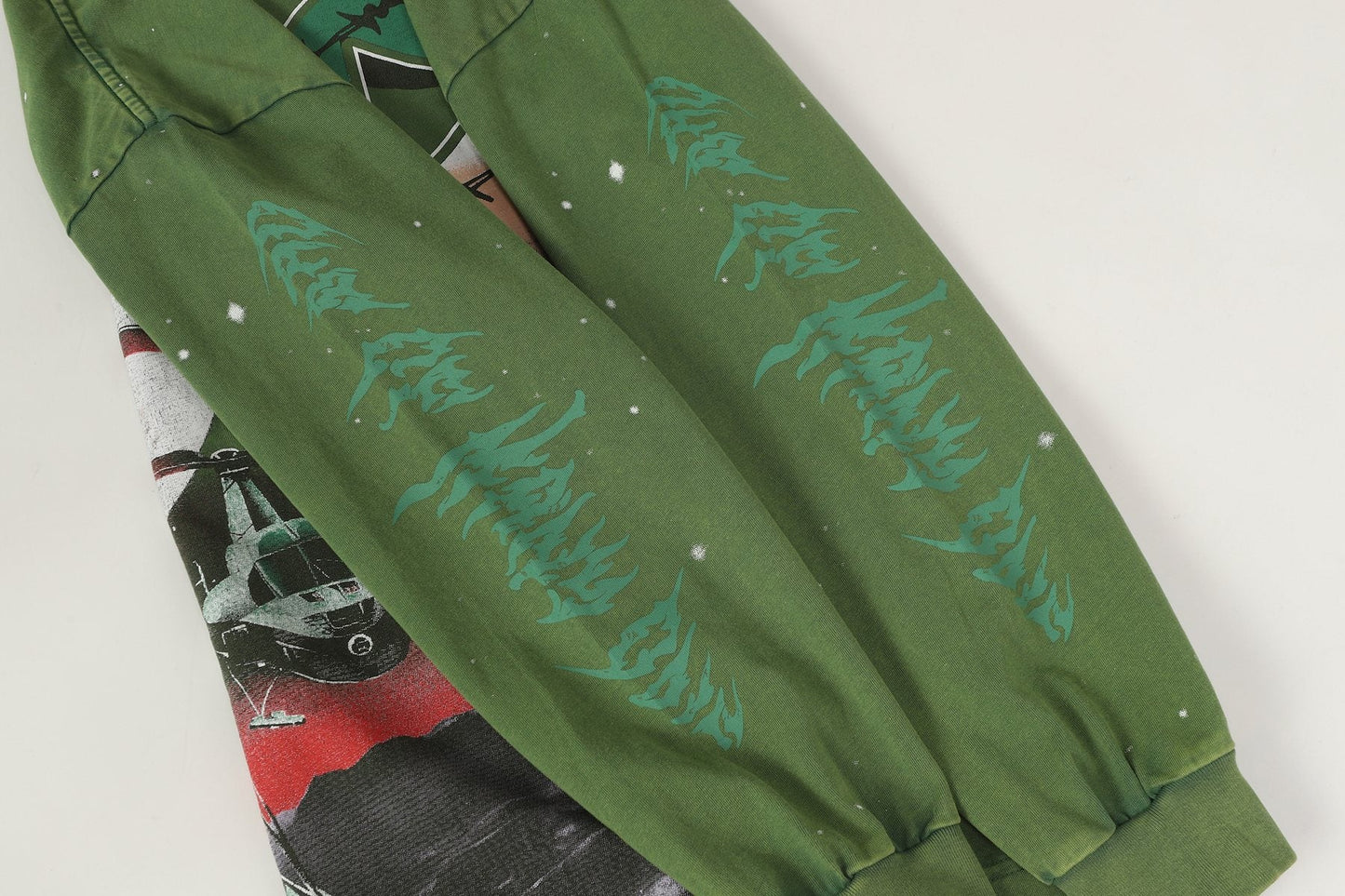 Godspeed Washed Olive Aircraft Graphic Long-Sleeve T-Shirt — detail