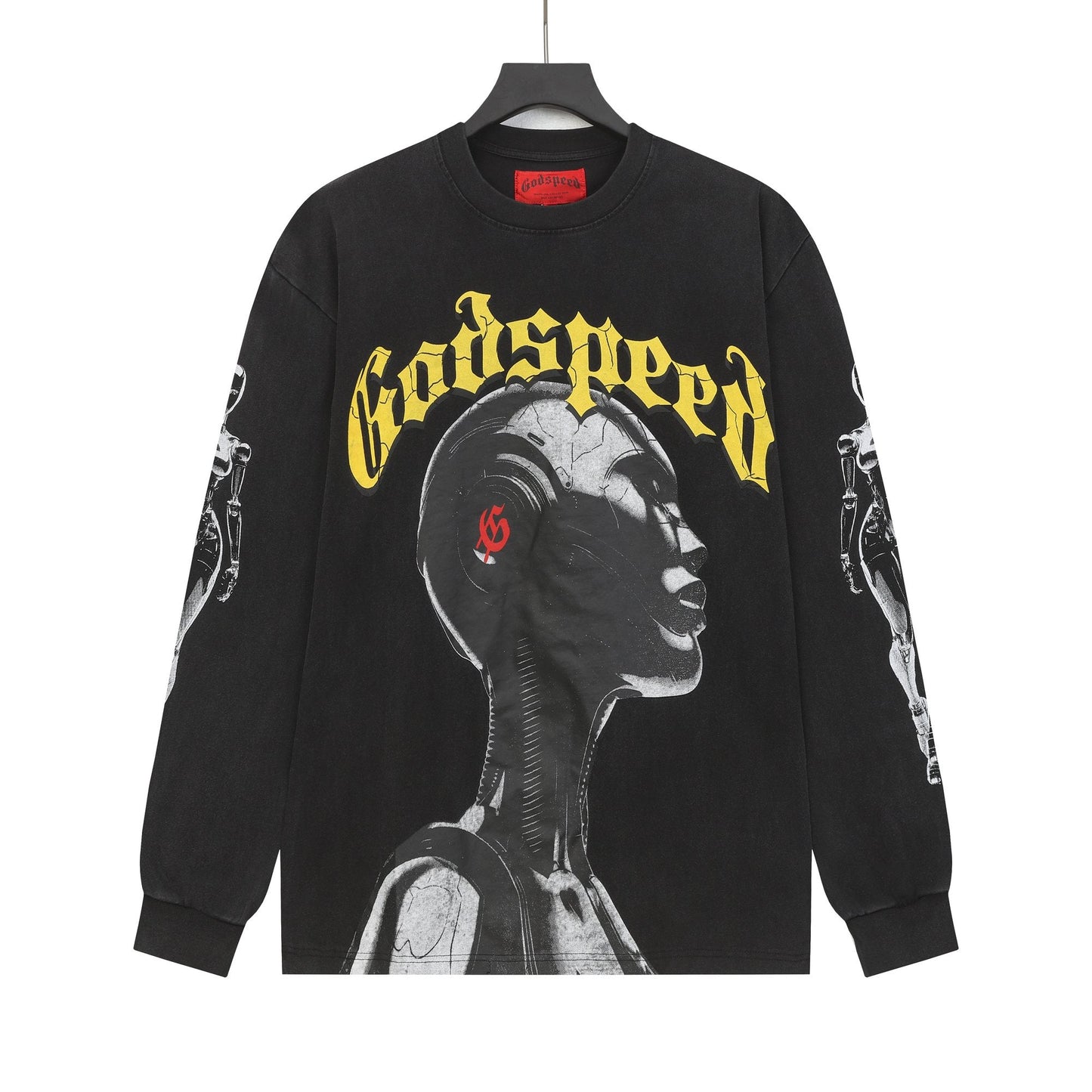Godspeed Washed Black Rock Graphic Long-Sleeve T-Shirt — hero