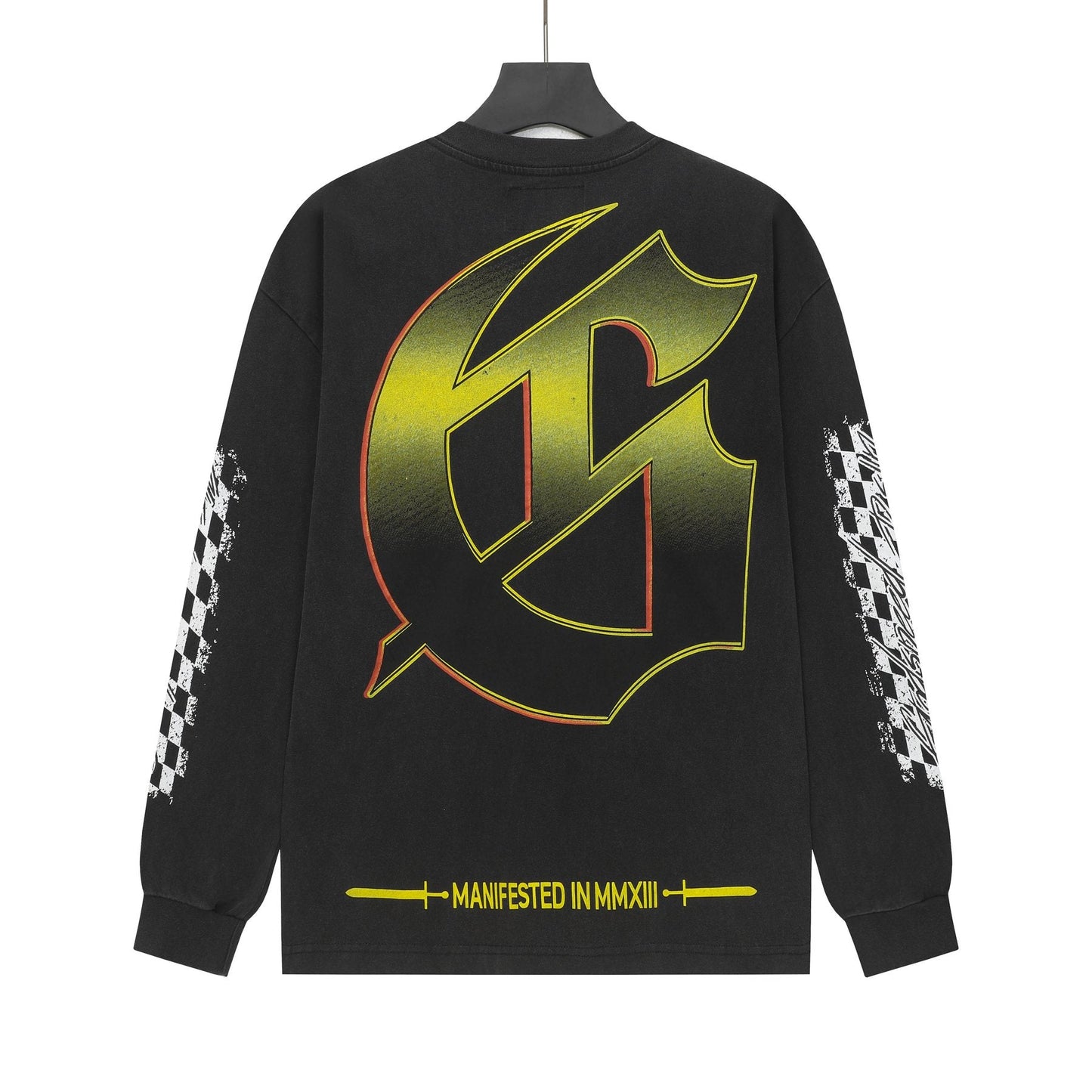 Godspeed Washed Black Racing Skull Long-Sleeve T-Shirt — back