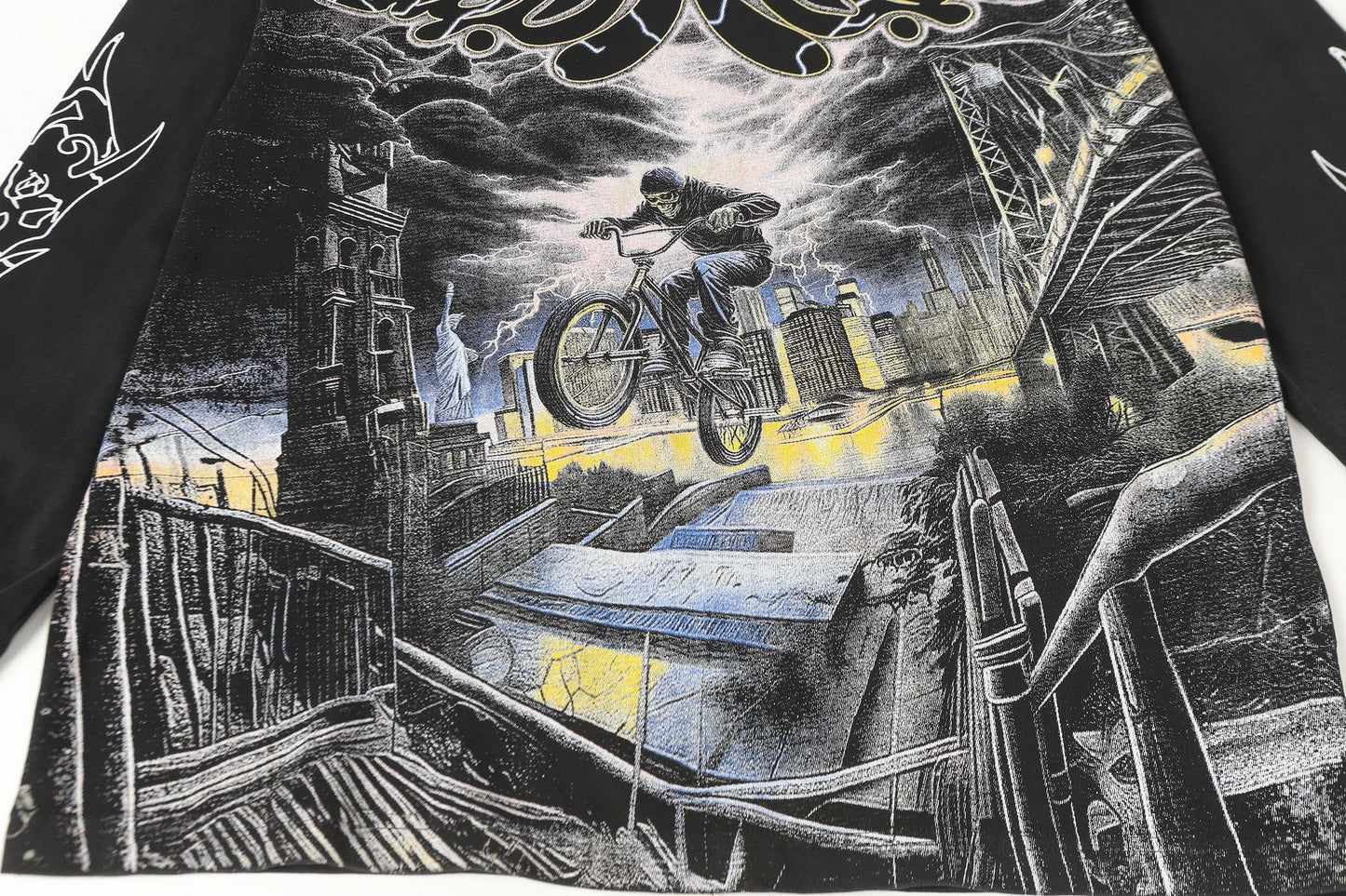 Godspeed Washed Black Rock Graphic Long-Sleeve T-Shirt — detail