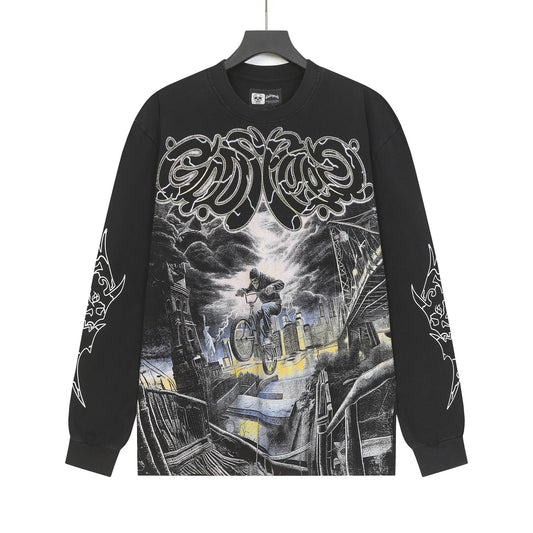 Godspeed Washed Black Rock Graphic Long-Sleeve T-Shirt — hero